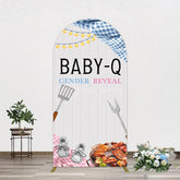 Aperturee - Aperturee Picnic Wooden Baby Q Gender Reveal Arch Backdrop